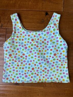 fresh produce Light Blue Polka Dot  Cropped Tank - size M